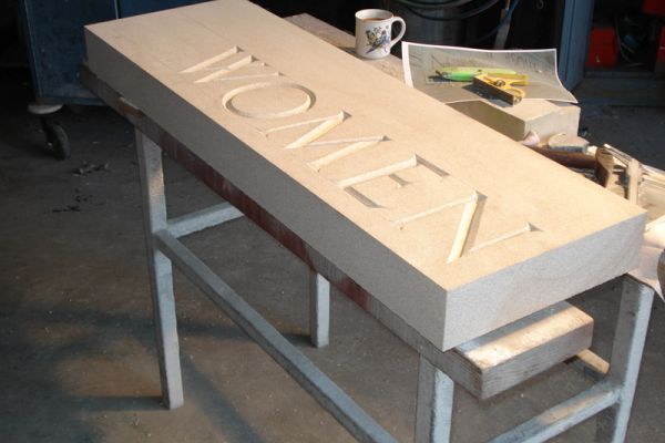Hand Carved Lettering in a Heritage Stonemasonry Piece.